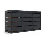 Mülltonnenbox 3er 120L - Stahl Verzinkt - Mülltonnenverkleidung Metall QBOX