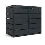 Mülltonnenbox 2er 240L - Stahl Verzinkt - Mülltonnenverkleidung Metall QBOX