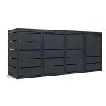 Mülltonnenbox 4er 240L - Stahl Verzinkt - Mülltonnenverkleidung Metall QBOX