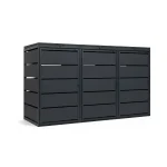 Mülltonnenbox 3er 240L - Stahl Verzinkt - Mülltonnenverkleidung Metall QBOX