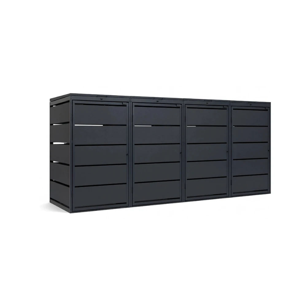 4_240_qbox Mülltonnenbox 4er 240L Metall - QBOX - in verschiedenen Farben – Bild 1