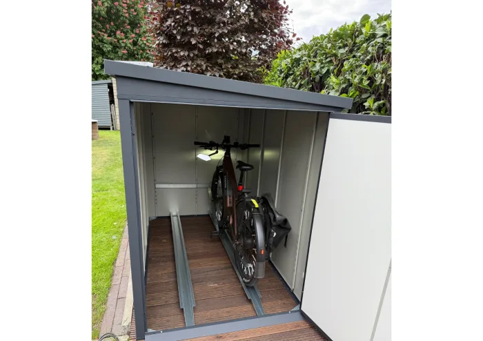 Premium Metall Fahrradgarage für 2 Fahrräder - VeloSafe 2 -  Anthrazit – Bild 10