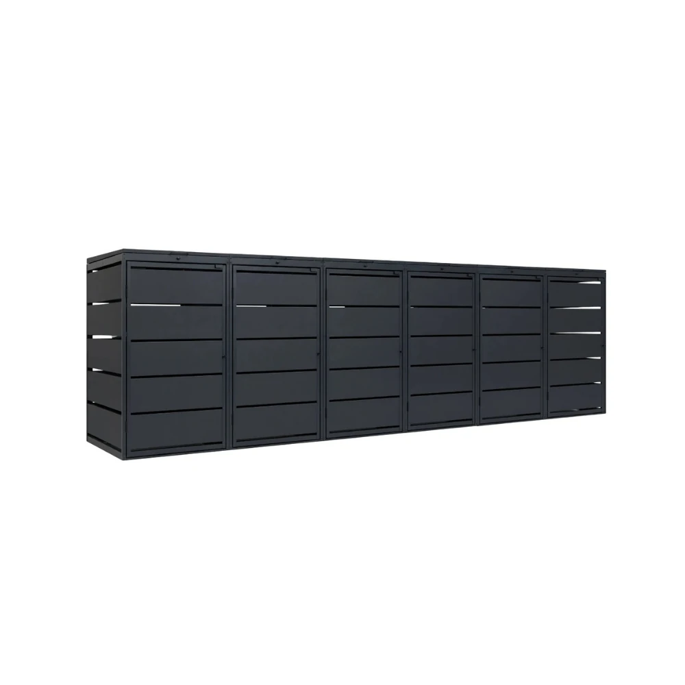6_240_qbox Mülltonnenbox 6er 240L Metall - QBOX - in verschiedenen Farben – Bild 1