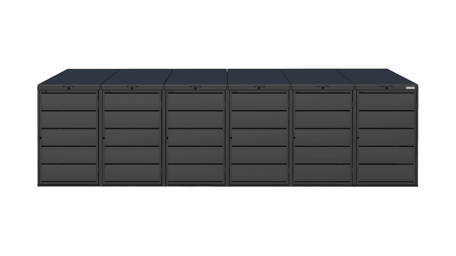 7016 Mülltonnenbox aus Stahl – QBOX 6er 120 L – Bild 1