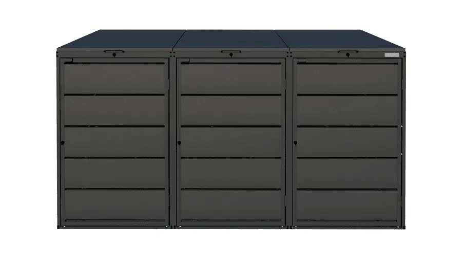 7016-9 Mülltonnenbox aus Stahl - QBOX 3er 240 L – Bild 1