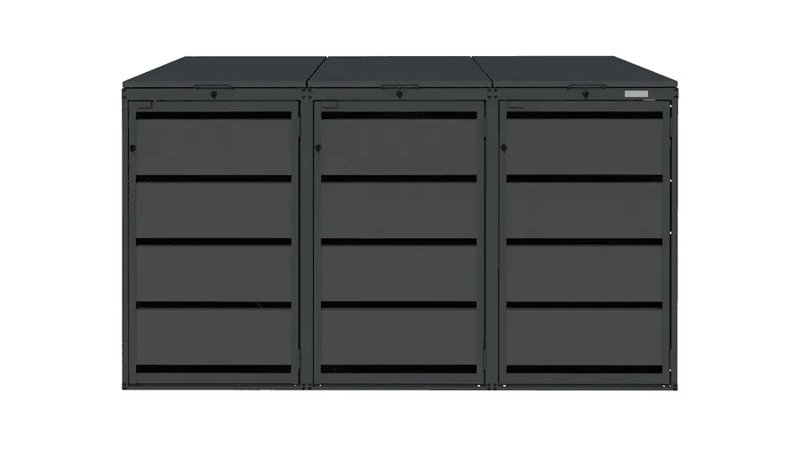 7016 Mülltonnenbox aus Stahl – QBOX 3er 120 L – Bild 1