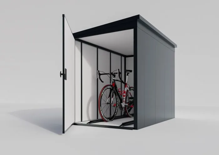 Premium Metall Fahrradgarage für 2 Fahrräder - VeloSafe 2 -  Anthrazit – Bild 1