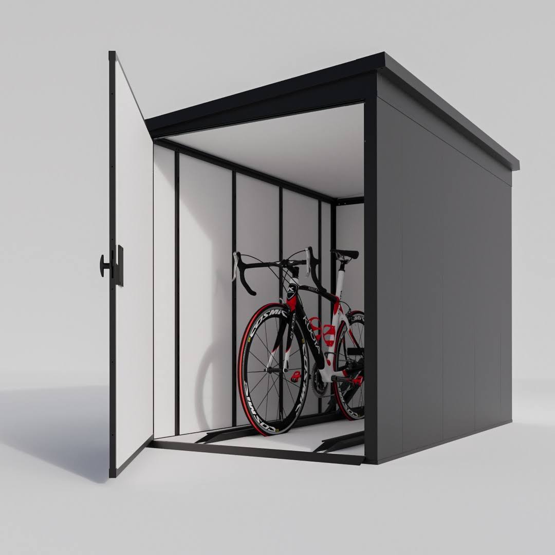 bike_ral_9005 Metall Fahrradgarage für 2 Fahrräder & E-Bikes - VeloSafe 2 - Schwarz – Bild 1