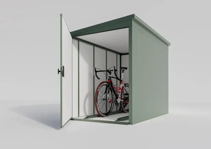 Premium Metall Fahrradgarage für 2 Fahrräder - VeloSafe 2 - Chromoxidgrün – Bild 1