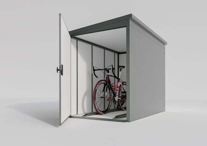 Premium Metall Fahrradgarage für 2 Fahrräder - VeloSafe 2 - Silber – Bild 1