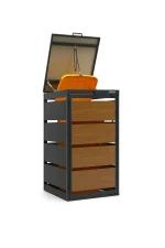 Mülltonnenbox Metall - QBOX 1er 120 L - Gold Oak – Bild 3