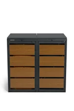 Mülltonnenbox Metall - QBOX 2er 120 L - Gold Oak