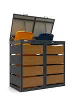 Mülltonnenbox Metall - QBOX 2er 120 L - Gold Oak – Bild 4