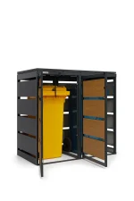 Mülltonnenbox Metall - QBOX 2er 120 L - Gold Oak – Bild 2