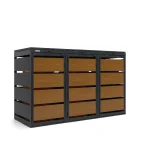 Mülltonnenbox Metall - QBOX 3er 120 L - Gold Oak