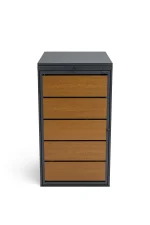 Mülltonnenbox Metall - QBOX 1er 240 L - Gold Oak