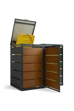 Mülltonnenbox Metall - QBOX 2er 240 L - Gold Oak – Bild 2