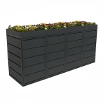 Mülltonnenbox 240 L mit Pflanzdach 4er - QBOX Flower - Mülltonnenverkleidung bepflanzbar