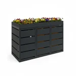 Mülltonnenbox 120 L mit Pflanzdach 3er - QBOX Flower - Mülltonnenverkleidung bepflanzbar