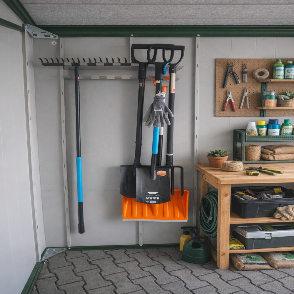 hack_01 Metallhalter für Gerätehaus TOOLSHED – Bild 1