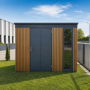 Gerätehaus Toolshed EDGE - 2,86 x 1,36 m - Anthrazit mit Lamellen