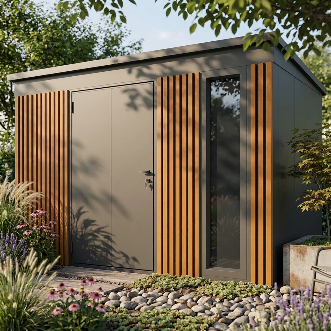 336_136_premium_main Gerätehaus Toolshed Premium - 3,36 x 1,36 m - Lamellen – Bild 1